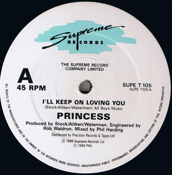 Princess - I'll Keep On Loving You - Used Vinyl Record 12" image 3