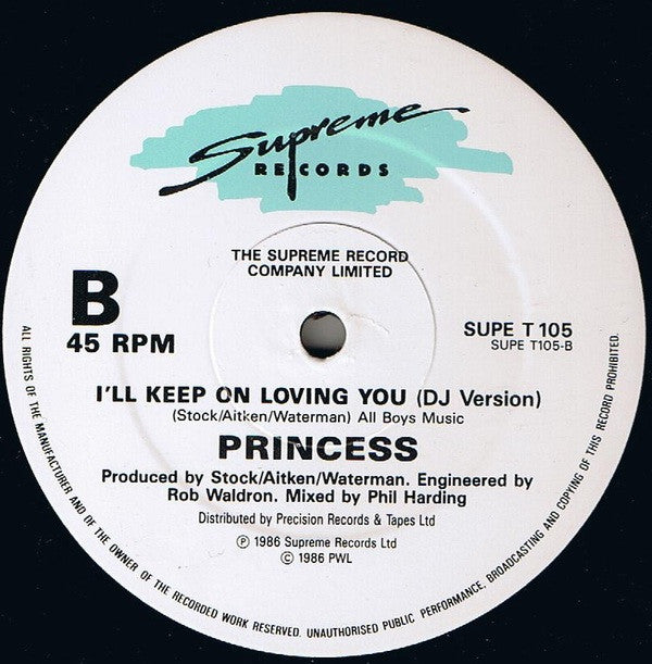 Princess - I'll Keep On Loving You - Used Vinyl Record 12" image 4