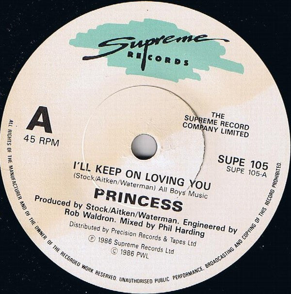 Princess - I'll Keep On Loving You - Used Vinyl Record 7" image 7