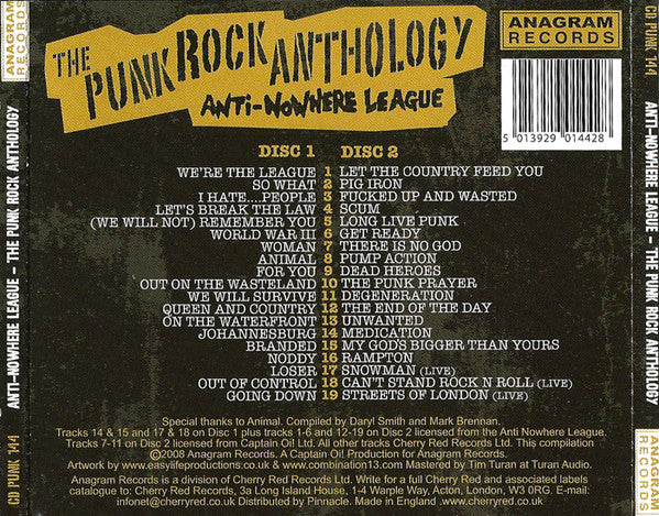 Anti-Nowhere League - Punk Rock Anthology - CD image 2