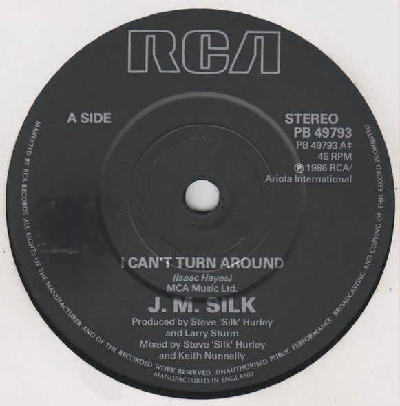 J.M. Silk - I Can't Turn Around - Used Vinyl Record 7" image 3