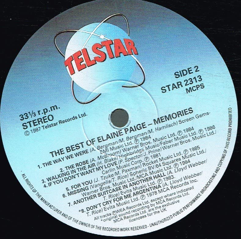 Elaine Paige - Best Of  - Memories - Used Vinyl Record image 4