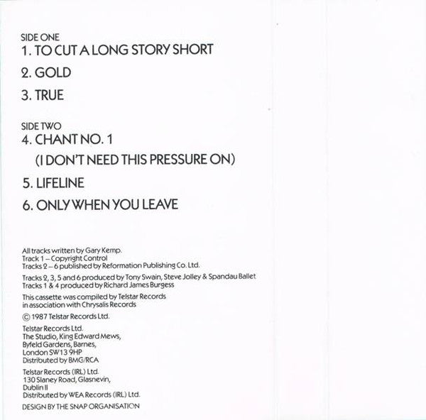 Spandau Ballet - Greatest Hits (6 Of Their Greatest Hits) - Cassette image 4
