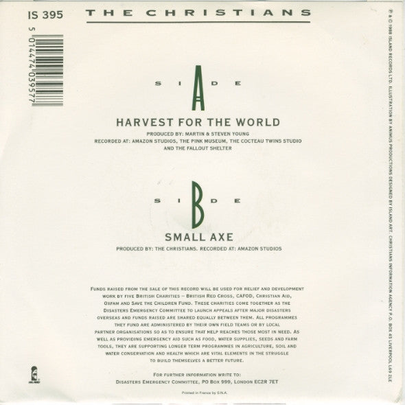 Christians - Harvest For The World - Used Vinyl Record 7" image 2