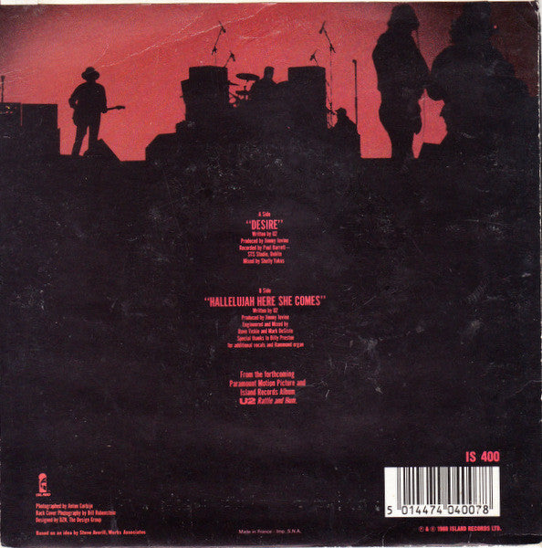 U2 - Desire - Used Vinyl Record 7" image 2