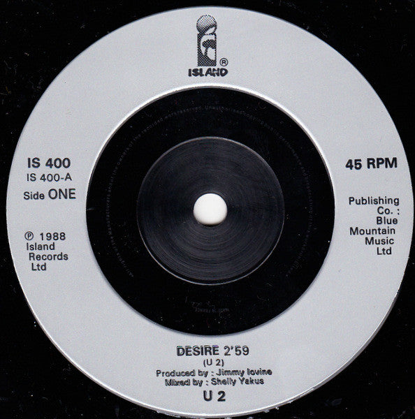 U2 - Desire - Used Vinyl Record 7" image 3