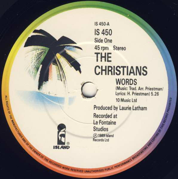 Christians - Words - Used Vinyl Record 7" image 3