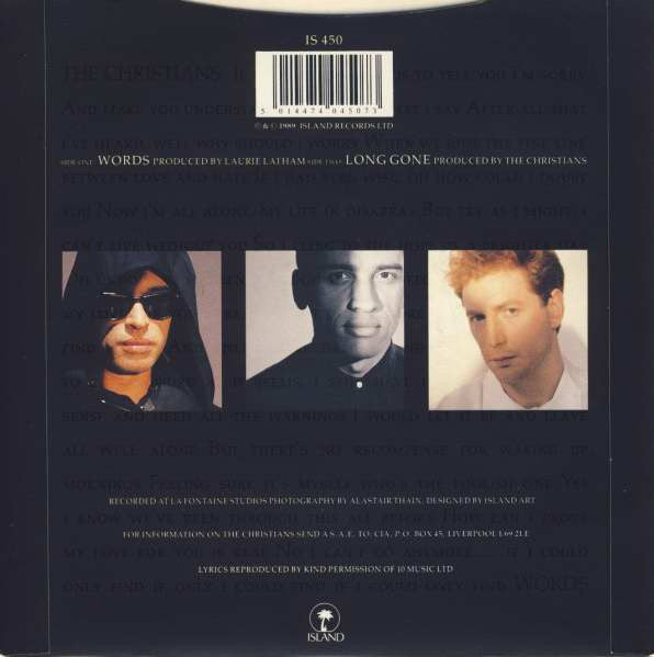 Christians - Words - Used Vinyl Record 7" image 6