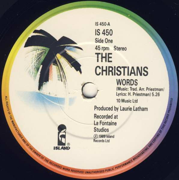 Christians - Words - Used Vinyl Record 7" image 7