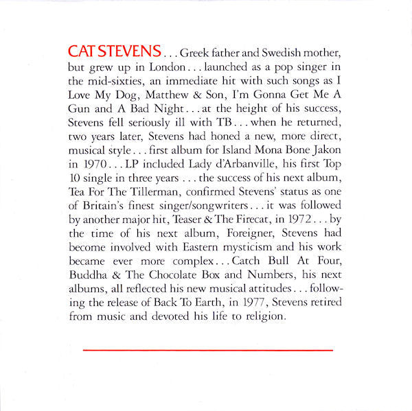 Cat Stevens - Greatest Hits - Used CD image 4