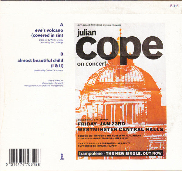 Julian Cope - Eve's Volcano 'Covered In Sin' - Used Vinyl Record 7" image 2