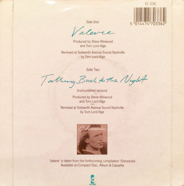 Steve Winwood - Valerie - Used Vinyl Record 7" image 2