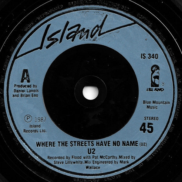 U2 - Where The Streets Have No Name - Used Vinyl Record 7" image 3