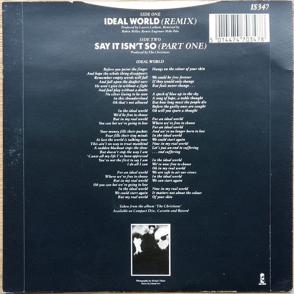 Christians - Ideal World (Remix) - Used Vinyl Record 7" image 2