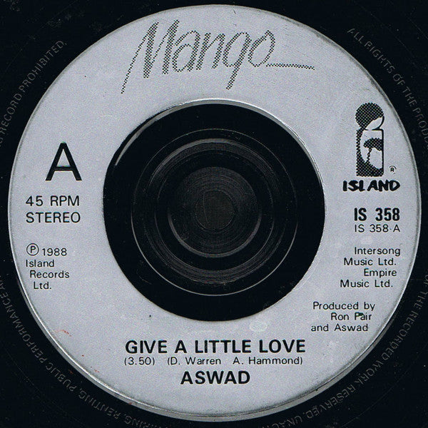 Aswad - Give A Little Love - Used Vinyl Record 7" image 3