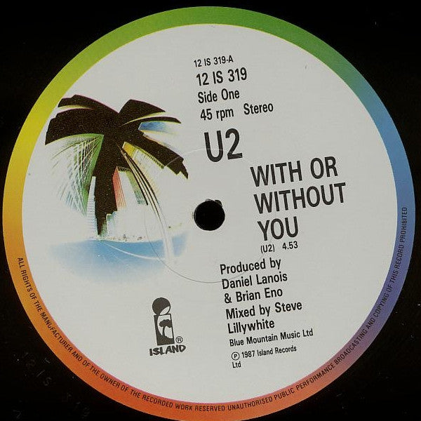 U2 - With Or Without You - Used Vinyl Record 12" image 3