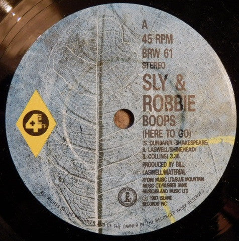 Sly & Robbie - Boops (Here To Go) - Used Vinyl Record 7" image 3
