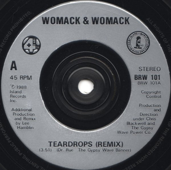 Womack & Womack - Teardrops - Used Vinyl Record 7" image 3