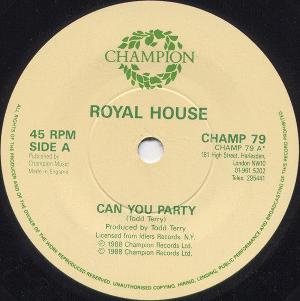 Royal House - Can You Party - Used Vinyl Record 7" image 3