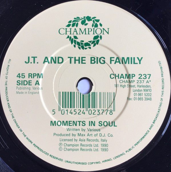 J.T. And The Big Fam - Moments In Soul - Used Vinyl Record 7" image 3