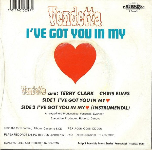 Vendetta - I've Got You In My Heart - Used Vinyl Record 7" image 2