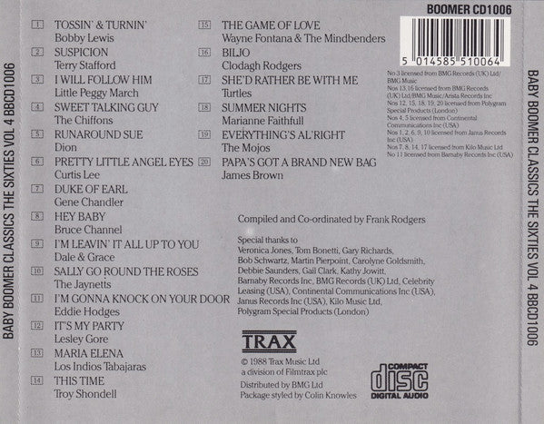 Various - Baby Boomer Classics - The Sixties (Vol 4) - Used CD image 2