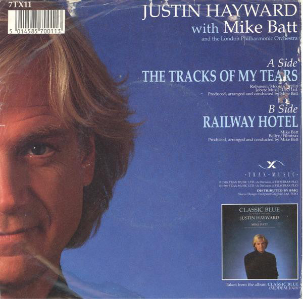 Justin Hayward - Tracks Of My Tears - Used Vinyl Record 7" image 2