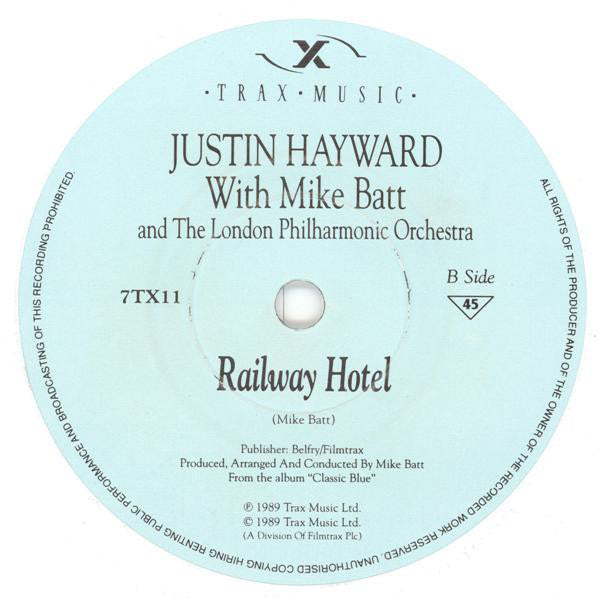 Justin Hayward - Tracks Of My Tears - Used Vinyl Record 7" image 4