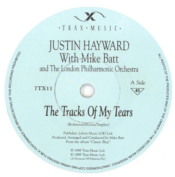 Justin Hayward - Tracks Of My Tears - Used Vinyl Record 7" image 7