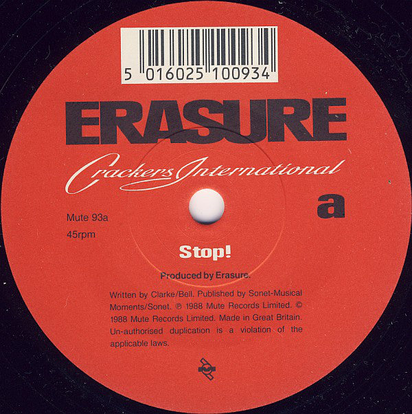 Erasure - Crackers International - Used Vinyl Record 7" image 3