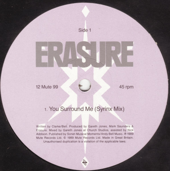 Erasure - You Surround Me - Used Vinyl 12" image 3