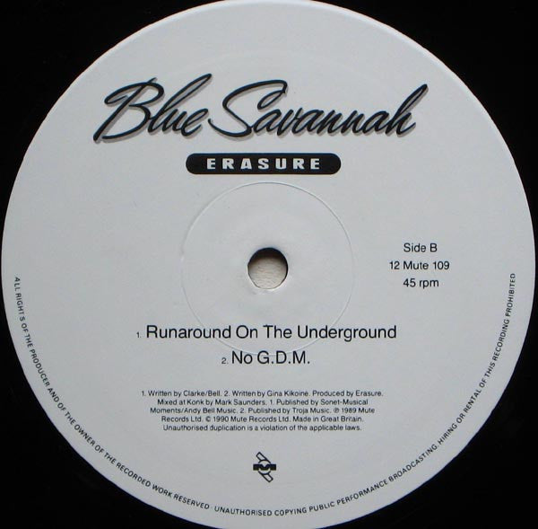 Erasure - Blue Savannah - Used Vinyl Record 12" image 4