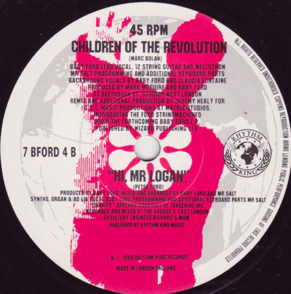 Baby Ford - Children Of The Revolution - Used Vinyl Record 7" image 4