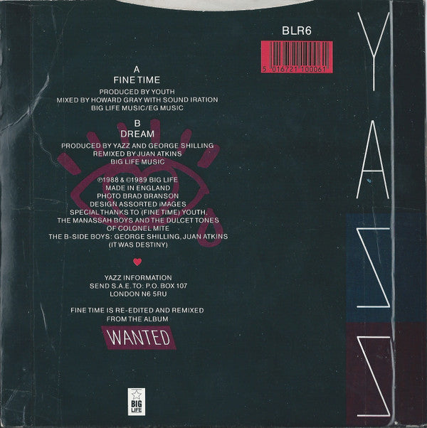 Yazz - Fine Time - Used Vinyl Record 7" image 2