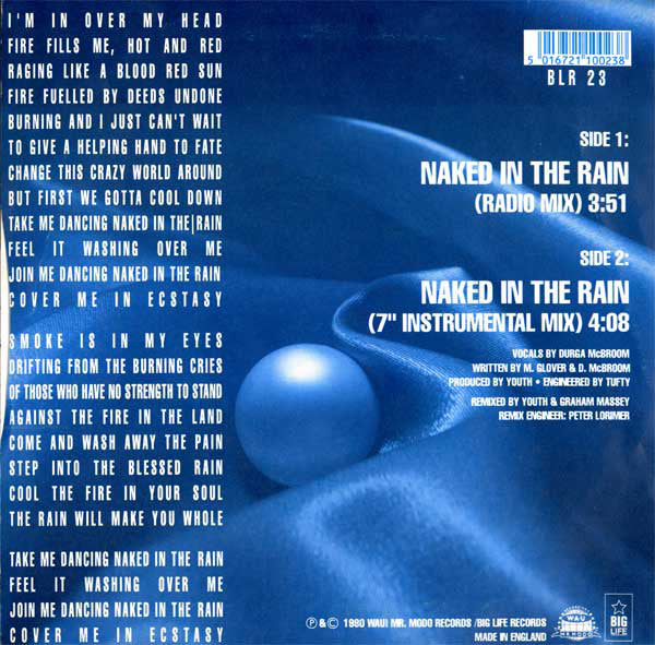 Blue Pearl - Naked In The Rain - Used Vinyl Record 7" image 2