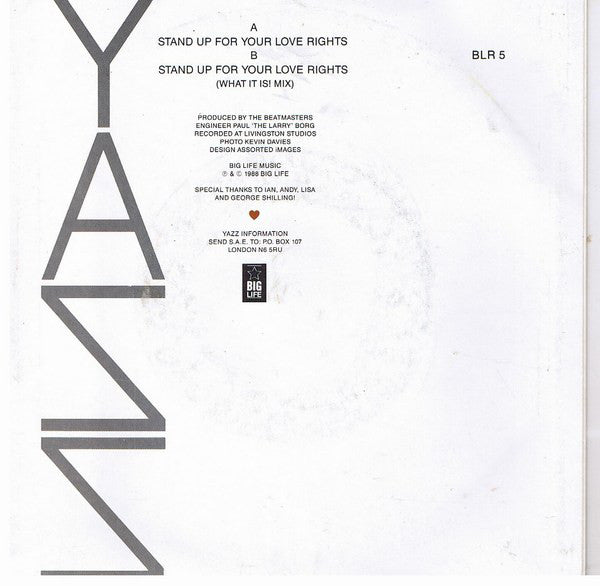 Yazz - Stand Up For Your Love Rights - Used Vinyl Record 7" image 2