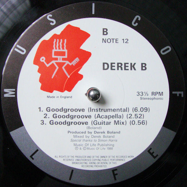 Derek B - Good Groove - Used Vinyl Record 12" image 8