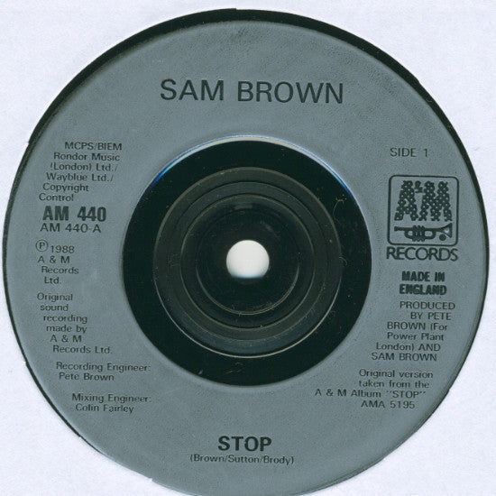 Sam Brown - Stop! - Used Vinyl Record 7" image 3