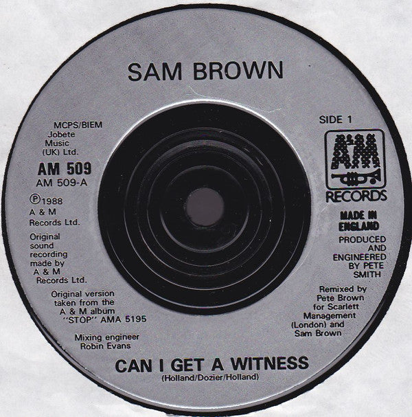 Sam Brown - Can I Get A Witness - Used Vinyl Record 7" image 7