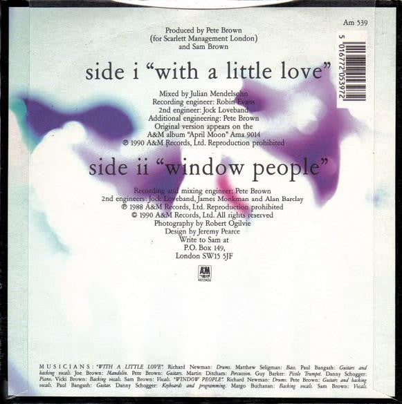 Sam Brown - With A Little Love - Used Vinyl Record 7" image 2