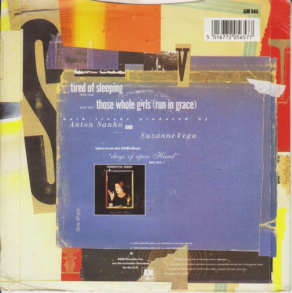Suzanne Vega - Tired Of Sleeping - Used Vinyl Record 7" image 2