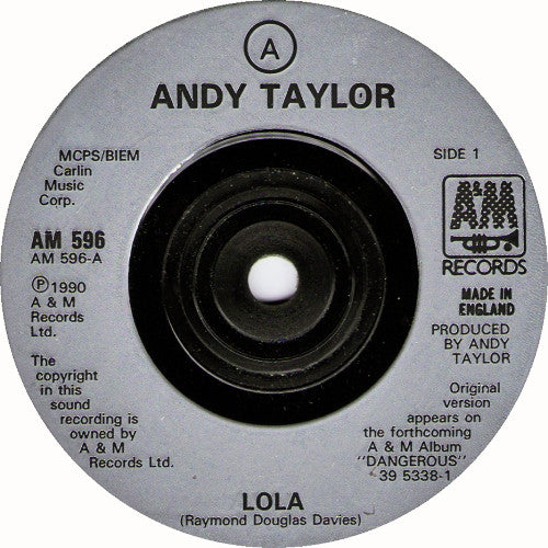 Andy Taylor - Lola - Used Vinyl Record 7" image 3