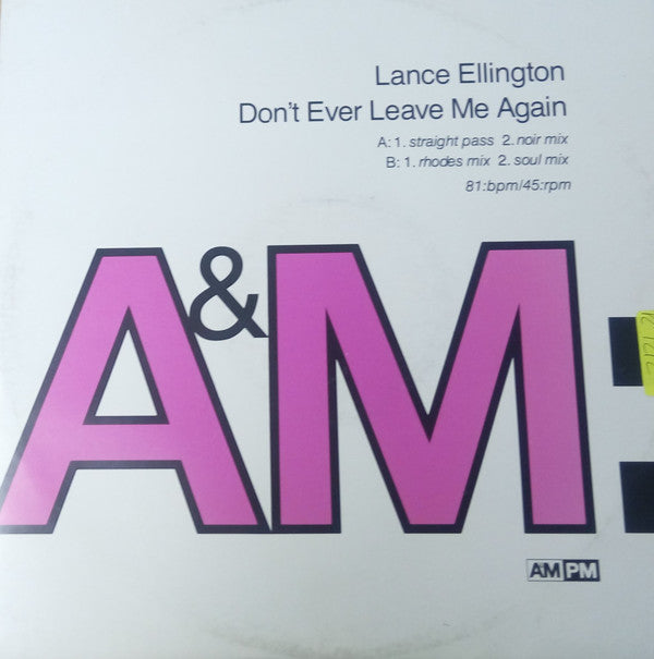 Lance Ellington - Don't Ever Leave Me Again - Used Vinyl Reco image 1