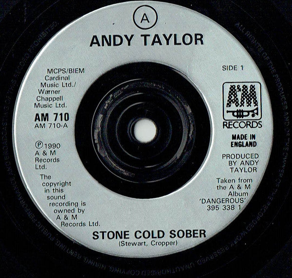 Andy Taylor - Stone Cold Sober - Used Vinyl Record 7" image 3