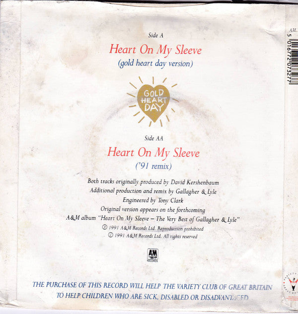 Gallagher & Lyle - Heart On My Sleeve - Used Vinyl Record 7" image 2