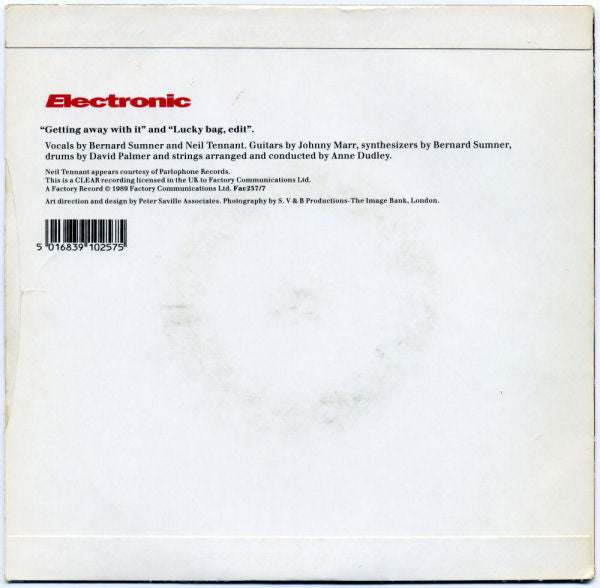 Electronic - Getting Away With It - Used Vinyl Record 7" image 2