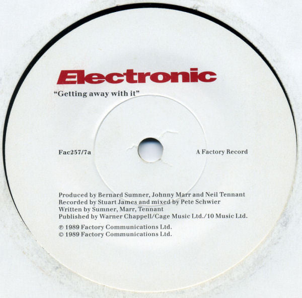 Electronic - Getting Away With It - Used Vinyl Record 7" image 3