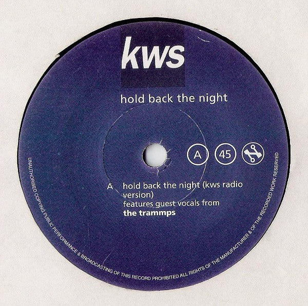 K.W.S. - Hold Back The Night - Used Vinyl Record 7" image 3