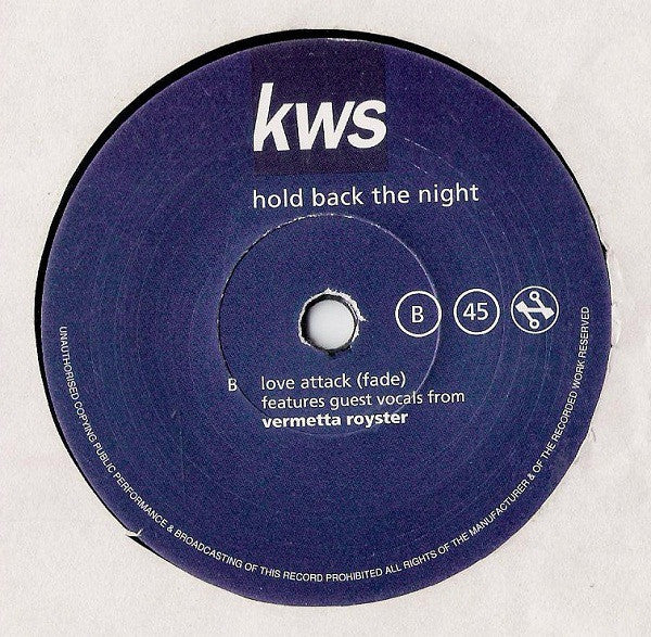 K.W.S. - Hold Back The Night - Used Vinyl Record 7" image 8