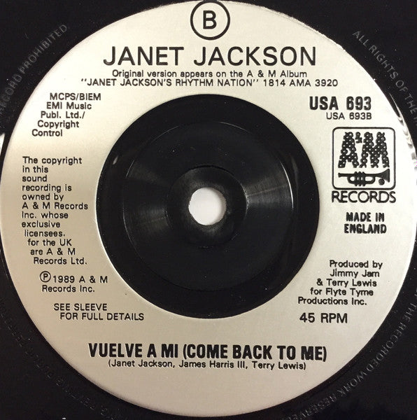 Janet Jackson - Alright - Used Vinyl Record 7" image 4